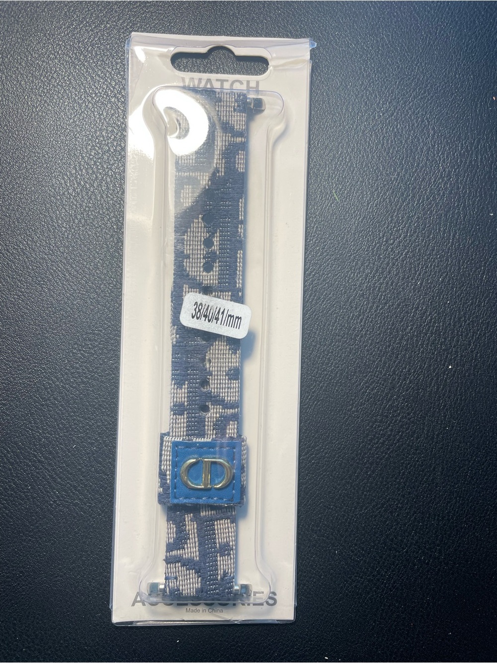 Apple Navy Blue and White Jacquard Fabric Apple Watch Band